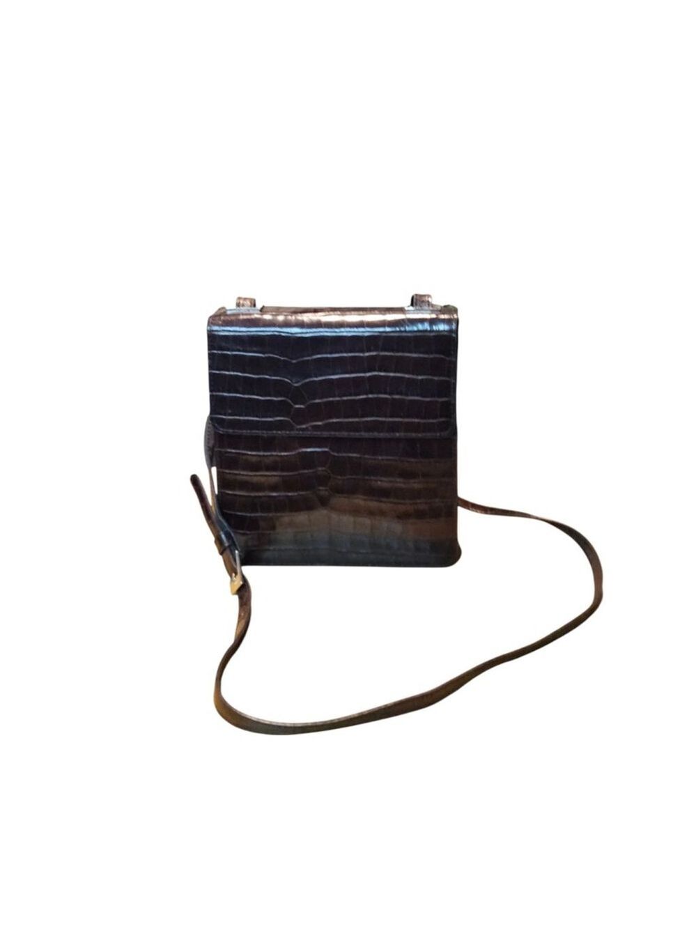 Enzo Angiolini Croc-Embossed Crossbody Bag in Brown - Picture 12 of 16